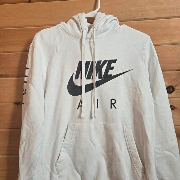 Men's Unisex Nike White Printed Fleece Lined Pullover Hoodie Small - Picture 2 of 5